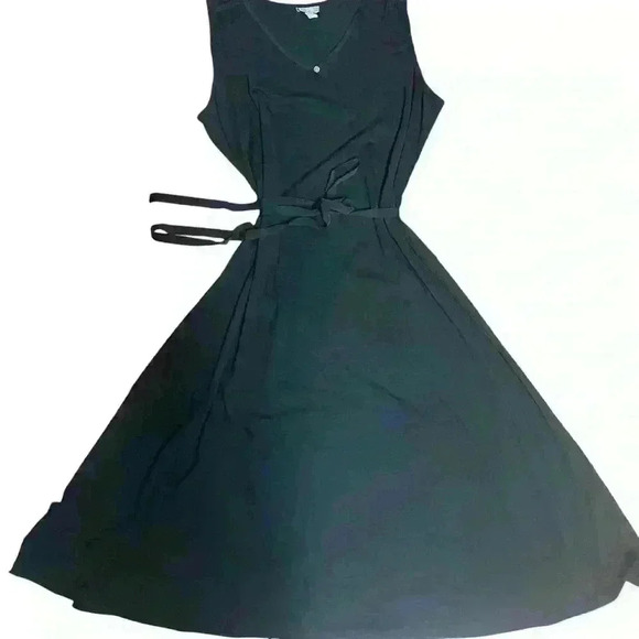 J Jill Midi Sleeveless V Neck Tie Waist Size L. Black. Casual Spring - Picture 5 of 10